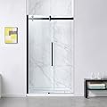OVE Decors Bel 46-in to 48-in W x 78.75-in H Frameless Sliding Shower Door Soft-Close in Matte Black and Clear Glass