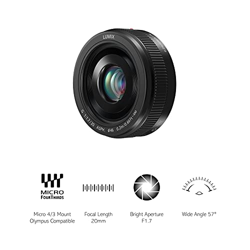 Panasonic H-H020A LUMIX G Festbrennweiten 20mm F1.7 II ASPH. Objektiv (Pancake Objektiv, Filtergröße 46 mm, Bildwinkel 57°) schwarz