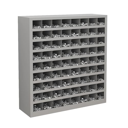 Yeeoy Cold Rolled Steel 72 Opening Bin Steel Powder Coated Pigeon Hole Bin Bolt Bins Garage Storage Hardware Box 33.4 L x 31.5 W x 10 H Grey