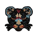 Tounlinx Sew On Reversible Sequins DIY Patches Embroidered Leopard Motif Beaded Applique Patches for