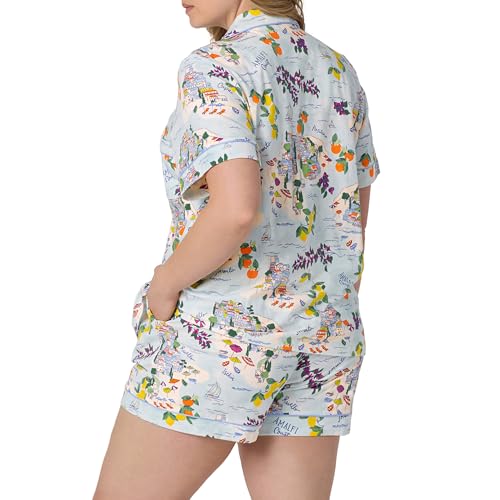 Image of Bed Head PJs Womens Matching Pajamas - Soft Organic Short Sleeve Button Down PJ Shirt & Shorts Set - Sleepwear & Loungewear