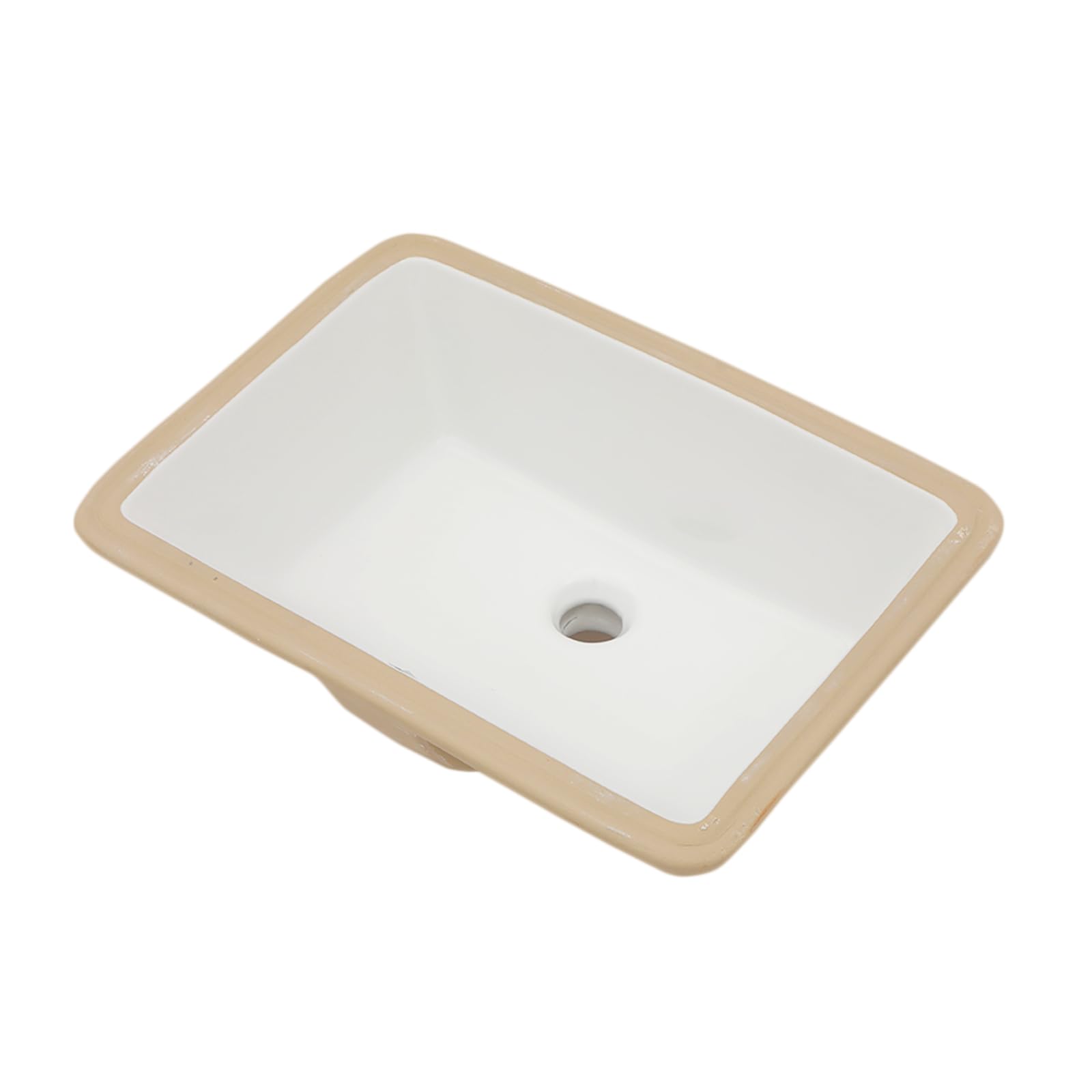 Fregadero de baño de cerámica de 51 x 37 cm, color blanco | Cuenco interior de 45,5 x 31,5 cm, lavabo rectangular de porcelana moderna para debajo del mostrador, fácil de limpiar