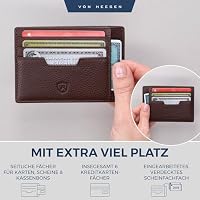 VON HEESEN Echtleder RFID Kartenetui aus Nappa-Leder - 9 Fächer - Querformat Kreditkartenetui für Damen & Herren (Braun) – Ansicht 5