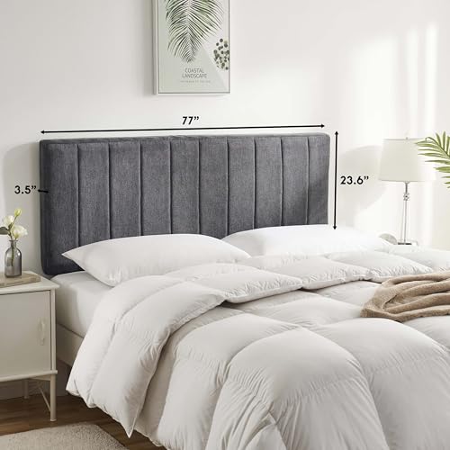 Upholstered King Headboard - Easy Assemble Channel Stitched Headboard King Size Bed - Wall Mounted Headboards with 3D Soundproof Wall Panels Peel & Stick Floating Headboards, Grey - Image 3