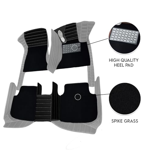 Image of 9D Exclusive Foot Mat | Waterproof | Anti-Slip | PU Leather | Full Coverage | All Weather | Custom Fitted | Car Mats | Compatible with Hyundai Venue 2019 - Black Ice-Grey