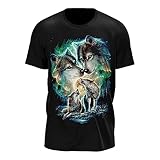Wild Glow in The Dark T-Shirt | Tieren | Wolves | Native Americans | Indianer | Damen & Herren | Schwarz | Merchandise | Oversized