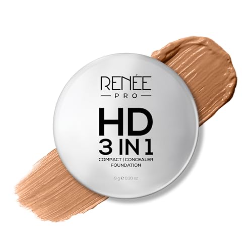 Image of RENEE PRO HD 3 In 1 Compact - Sable 9 Gm, Works As Concealer, Foundation & Powder, SPF 20, Matte Finish, High Coverage, Ultralight & Silky Smooth Finish, Enriched With Vitamin E, C & Aloe Vera