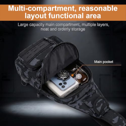 Image of GUSTAVE BlowBak Tactical Fishing Sling Bag, Lightweight WeatherReady Backpack with Gear Storage, ConcealedCarry Design, Rod Holder & Customizable System for Hiking, Kayaking, and Outdoor Trips