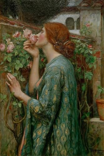 Pintura sobre lienzo Raccogli i boccioli di rosa Waterhouse regalo cultural de 60x90cm