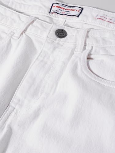 Image of The Indian Garage Co Men Slim Fit Mid-Rise Jeans (White 34)