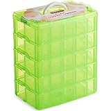 LifeSmart USA Stackable Storage Container Green 50 Adjustable Compartments Compatible with Lego Dimensions LOL Surprise Littlest Pet Shop Arts and Crafts and More (5 Tier)