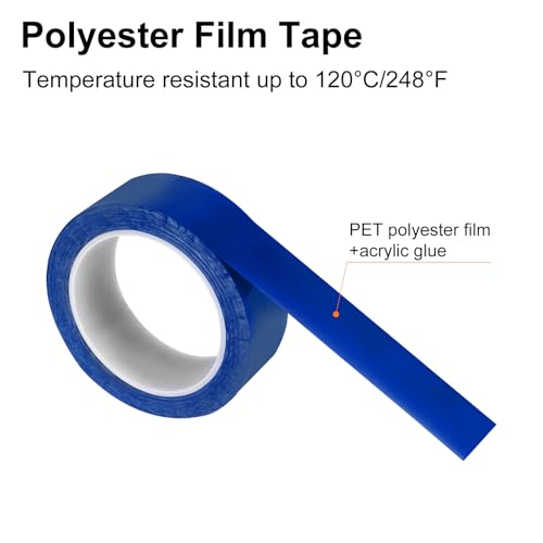 Image of uxcell 1 Rolls Blue 1.38 Inch x 72 Yards Polyester Film Electrical Tape PET Tape High Temperature Heat Resistant Tape for Transformer Motor Wire 5S Positioning Logo,35mm x 66m