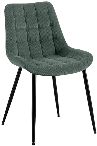 CLP Sedia da pranzo Sardna, Sedia da cucina imbottita con rivestimento in corda trapuntata, Carico fino a 150 kg, Colore:verde