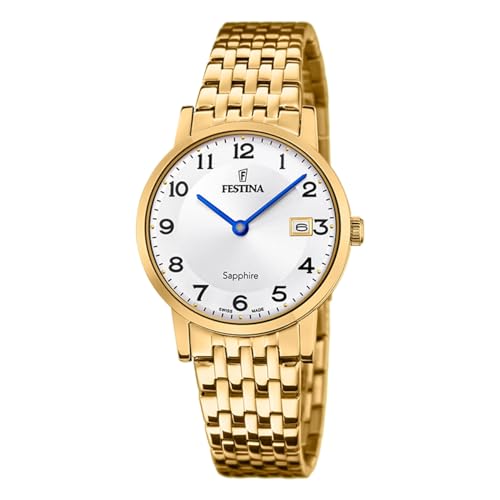 Montre femme Festina Swiss Made F20021/4 en acier doré avec mouvement quartz