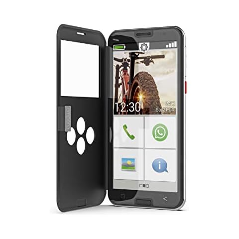 emporiaSMART.5 | Seniorenhandy 4G VoLTE | Senioren Smartphone ohne Vertrag | Mobiltelefon mit Notruftaste | 5,5-Zoll-Display | Android 10 | 13 MP Kamera | Schwarz Cover