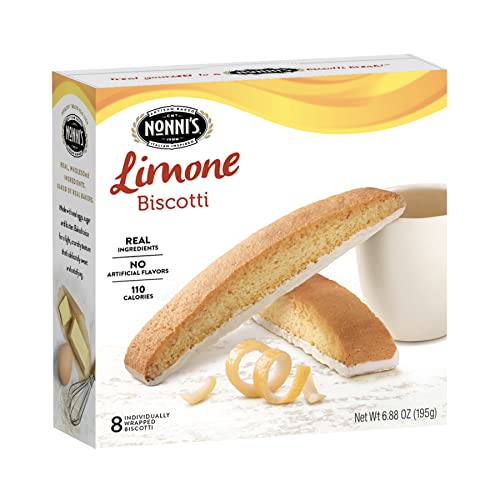 Nonni's Limone Biscotti Italian Cookies - Lemon Cookies - Biscotti Individually Wrapped Cookies - Lemon Italian Biscotti Cookies w/White Icing - All Natural Ingredients - Kosher - 6.88 oz