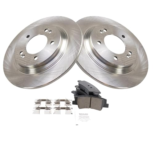 Image of TRQ Rear Brake Pad and Rotor Set Ceramic Compatible with 2020-2021 Hyundai Sonata 2021 Kia K5