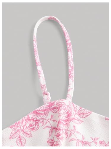 Floerns Women's Floral Print A Line Cami Dress Sleeveless Flared Short Corset Dresses4