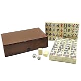 Genérico Mahjong Chino Tradicional - 20x14x10mm Melamina | Set De Viaje 144 Fichas con Estuche Portátil - Maletín Completo Majong Familia Vacaciones Entretenimiento Adultos