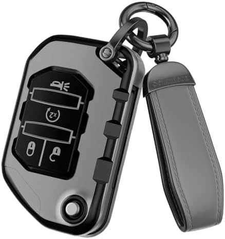 Key Shells - Seikuleca For Jeep Key Fob Cover Accessories- Matte TPU Key Fob Cover with Leather Keychain for Jeep Wrangler JL JLU Rubicon Gladiator Sahara.