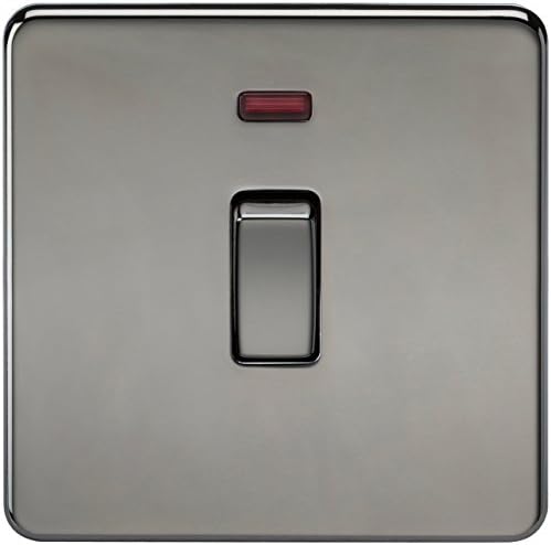 Knightsbridge SFR9000BN Twin Screwless 13A 2G Dp Switched Socket Nickel with Black Insert, 230 V