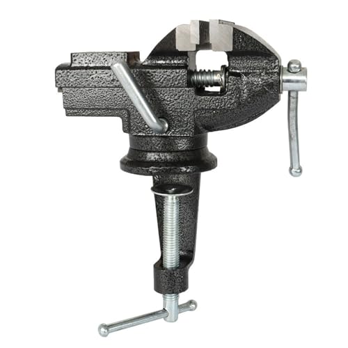 Image of findmall 3.15 Inch 360° Swivel Portable Table Bench Vice Clamp Swivel Base Universal Home Vise for Woodworking, Metalworking, Cutting Conduit, Drilling, Sawing