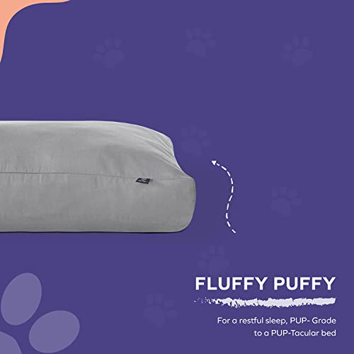 Pawtex Breathable Rectangular Dog Bed - Removable Washable Cover - Durable, Comfy, And Heavy Duty - Tough Pet Bed For Medium And Large Dogs - 27"X36" - Sleeping & Cushion - Gray #TOP1