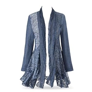 Shades of Blue Jacket, Women’s Boho Lightweight Coat, Open Front Cardigan with Long Sleeves, Dressy or Casual Fashion