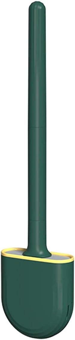 Silicone Toilet Brush Holder Set Non-Slip Handle Cleaning Brush Wall-Mounted Cleaning Tool Bathroom Accessories Set Toilet Brush Holder(Green)