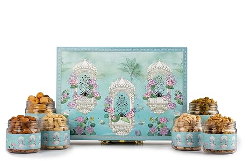 Image of Browntree Royal-6P - 950g | Almonds, Cashews, Pistachios, Raisins, Walnut Kernels & Apricots | Premium Designer Gift Box | Luxury Festive Gift Pack for Wedding , Birthday and all celebration | Premium Gift Hamper | Corporate Gifts