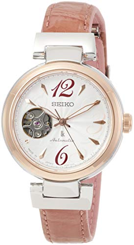[Bleach)] Lukia Watch Lukia Mechanical Round Open Heart White Dial pinkukurokodairu Leather Band ssvm048 Women's