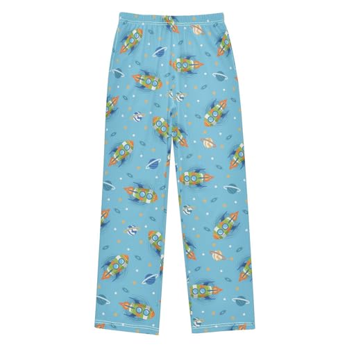 ZZXXB Rocket Flying Boys Long Pants Soft Trousers Elastic Waist Kids Lounge Bottoms with Pockets S-XL