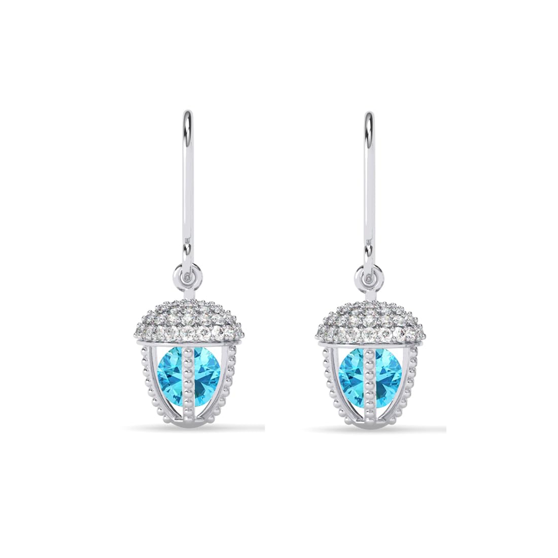 CLARA 925 Sterling Silver Acorn Blue Solitaire Dangler Earrings | Platinum Plated, Swiss Zirconia | Unique Gift for Women and Girls (B0D9CXNMWK) Amazon Price History, Amazon Price Tracker
