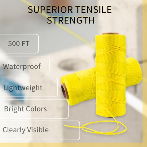 500ft #18 Fluorescent Yellow Nylon Mason Line - High Visibility, Durable | Masonry, Construction, DIY