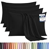 Utopia Bedding - 4 Pack Pillow Cases - OEKO-TEX - Standard Size 50x75 cm - 100% Brushed Microfiber Pillowcases with Envelope Closure, pillows not included - Wrinkle, Fade, & Stain Resistant - Black
