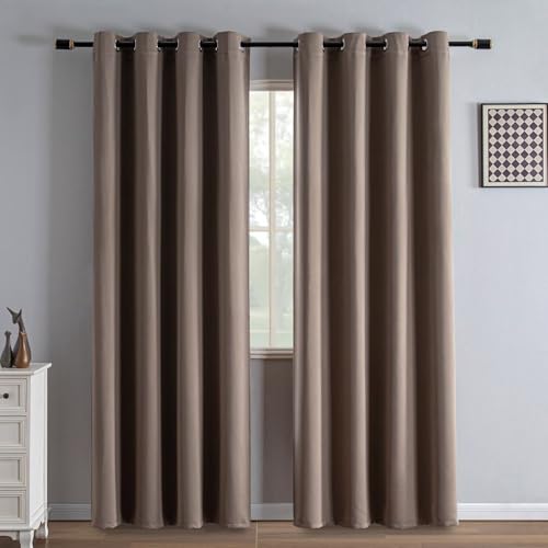 IGEMAEVE Blackout Curtains for Living Room Khaki 52" W x 84" L