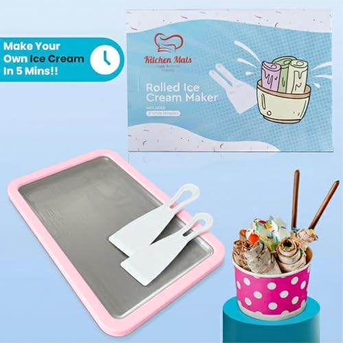 Image of Extra Large Rolled Ice Cream Maker (14 inchx10 inch) - Make Instant IceCream w /the Family - Manual Roll Your Own IceCream - Roll Ice Cream Tray (Light Pink)