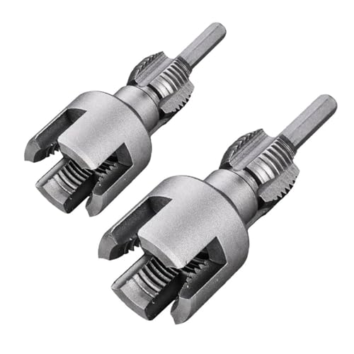 BTSEURY Internal External Pipe Threading Tool, 2 in 1 CR V Steel Pipe Threader Tool, Adjustable 1/2in 3/4in Electric Drill Pipe Threader Tool for Water Gas Hydraulic Systems