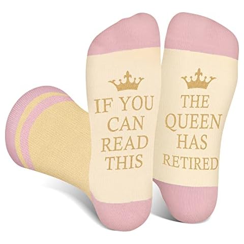 Funny Socks for Men Teen Boys Women - If You Can Read This The Queen Has Retired Novelty Fun Crew Crazy Funky Cotton Socks with Sayings Christmas Funny Gifts Cover