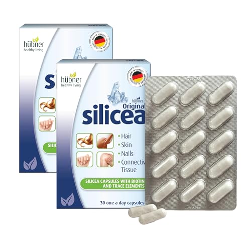Hübner Original Silicea Gel One a Day Capsules for Hair, Skin, Nails, and Connective Tissue, Pure Colloidal Silica Gel Formula, No Additives or Preservatives, 30 Servings, 2-Pack -  Hubner