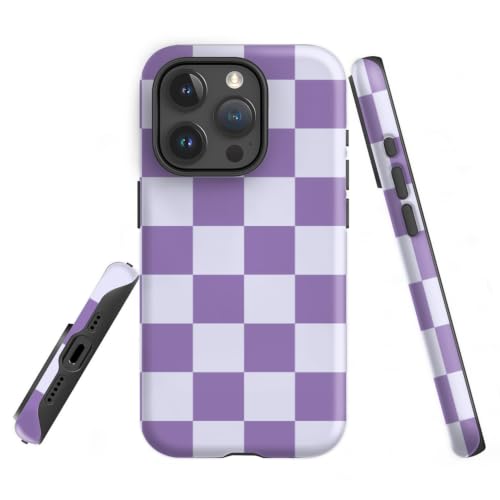 Vyukyio Cute Lavender Purple Checkerboard Phone Case for iPhone 16 Pro Max