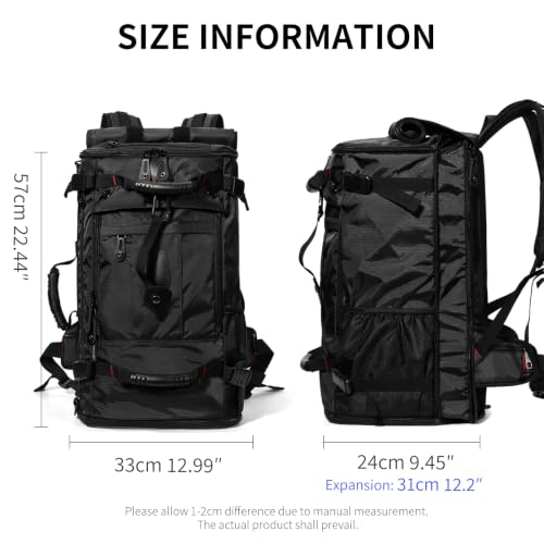 Image of YOUMIAN Large Capacity For Travel Hiking Sports Carry On Backpack Durable Convertible Duffle Bag Laptop airplane (Black Checkered, 60L-Large DualMainOpening)