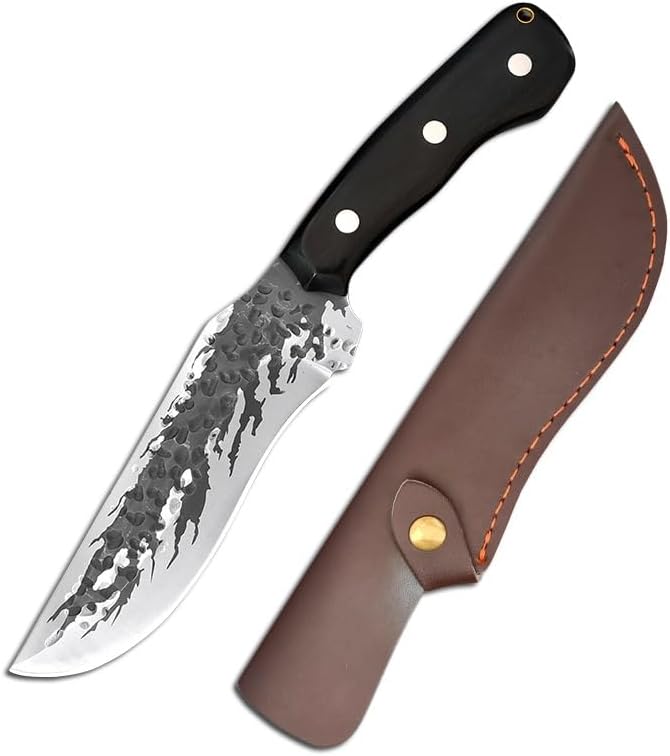 Meat Cleaver,Cleaver Knife 5 Inch Stainless Steel Meat Cleaver Kitchen Knives Forged Boning Knife Outdoors Barbecue Cutting Camping Fishing Knife With Sheath