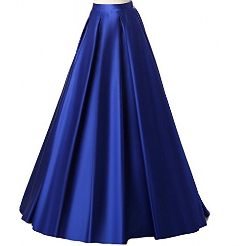 Diydress Women's Long Fashion High Waist A-Line Satin Skirts with Pockets2