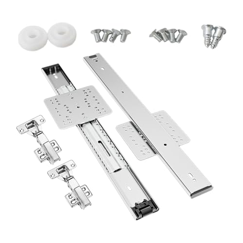 Baoblaze Binari scorrevoli per porte di armadietti ribaltabili nascosti, binari per porte di armadi, porte scorrevoli a scomparsa, kit di ferramenta per porte, 450MM