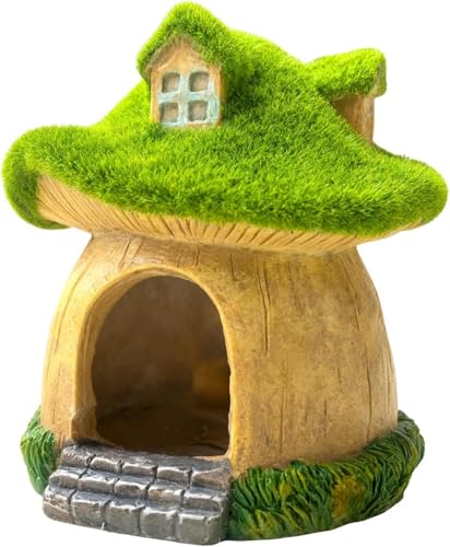 XinYangMao Aquarium Häuschen aus Harz mit Moos, Hobbit Höhle...