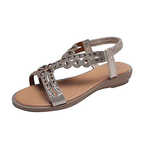 ZTFYKLIN Sandalias De Plataforma Para Mujer Tamaño Cómodo Flor Cuña Verano Más Abotinadas (Khaki, 39) Deportivas Comodas Caminar Zapatos Talla 35 Autenti Zapato Ortopédicas Bonitas Alpargata