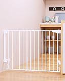 Cumbor 29.2–43" Baby Gate for Stairs, Wall-Mounted (Drill Required), Expandable No Bottom Bar Dog Gate, Auto Close Extra Wide Walk Thru, Pet & Toddler Proof Gate, Top & Bottom of Stairways (White)