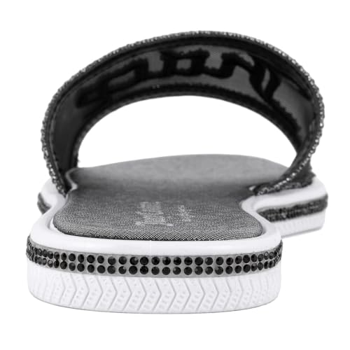 Image of Juicy Couture Women's Slide Sandals - Glitter Bling Open Toe Sparkle Flats - Dressy Summer Casual Footwear