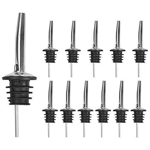 emperoch 12 Piezas Vertedor de Acero Inoxidable, Vertedor de Vino Vertedor Aceite, Botella Vertedores para Aguardiente Whisky Bebidas Aceite Y Vino